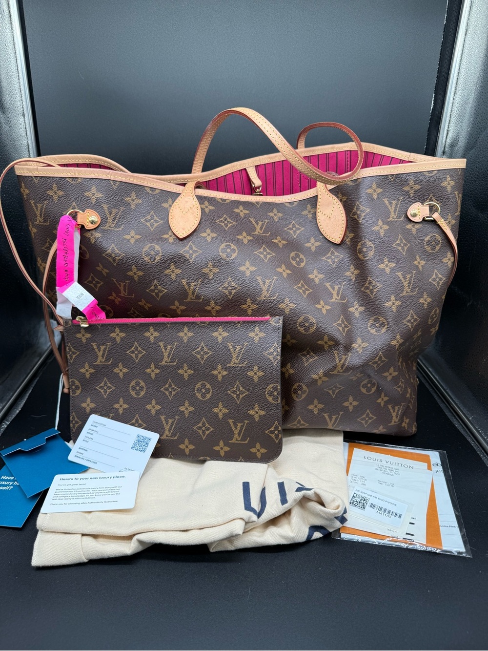 Louis Vuitton Monogram Neverfull Tote with Pink Interior